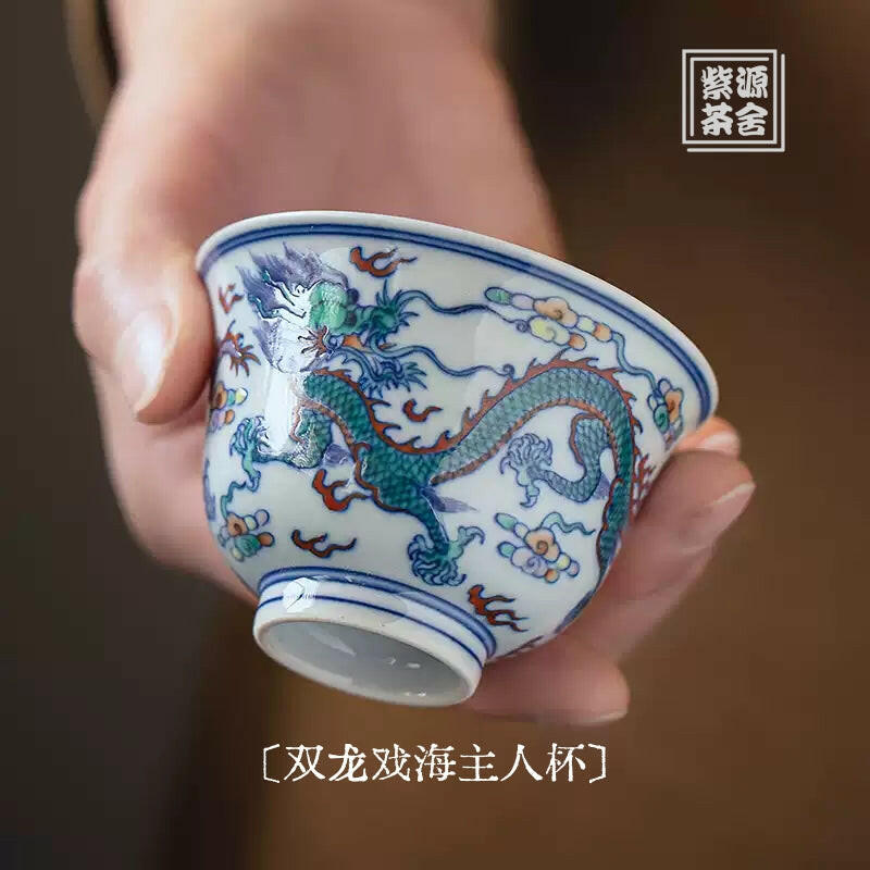 Shuang Long Xi Hai - Jing De Zhen Porcelain Teacup zycschina