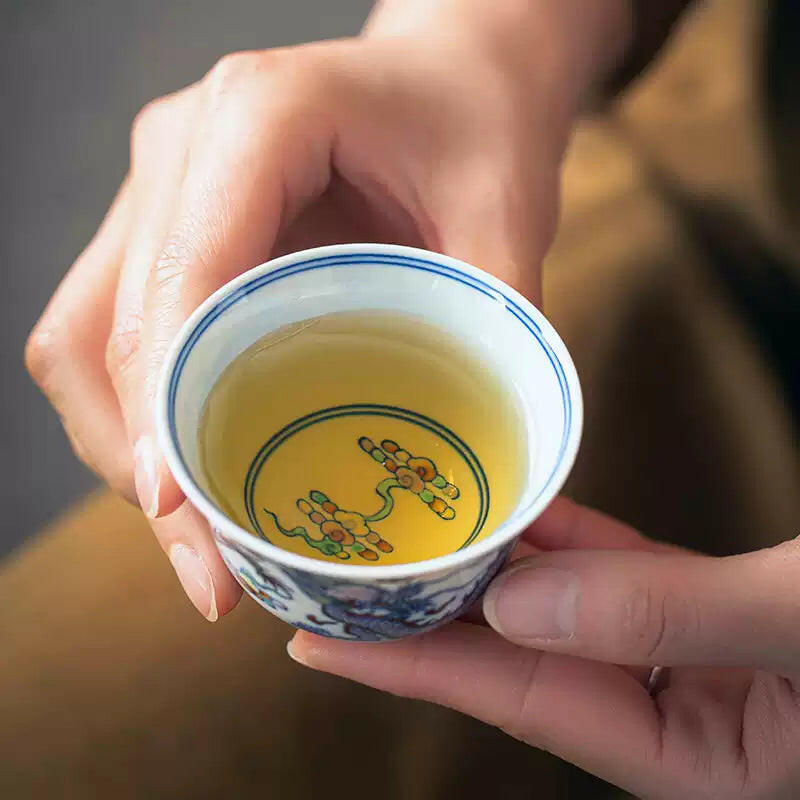 Shuang Long Xi Hai - Jing De Zhen Porcelain Teacup zycschina