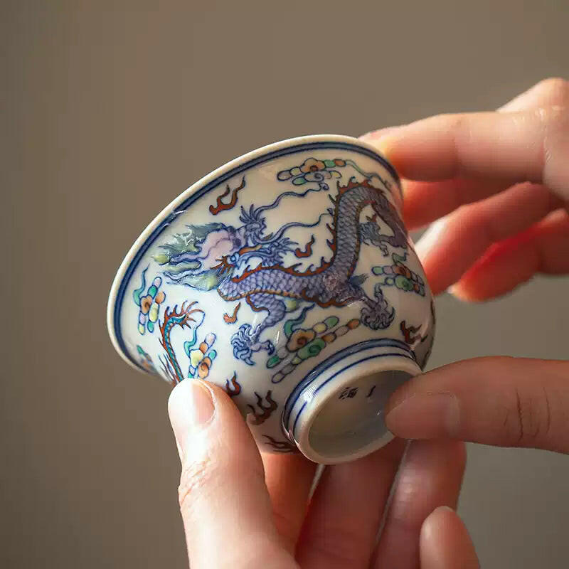 Shuang Long Xi Hai - Jing De Zhen Porcelain Teacup zycschina