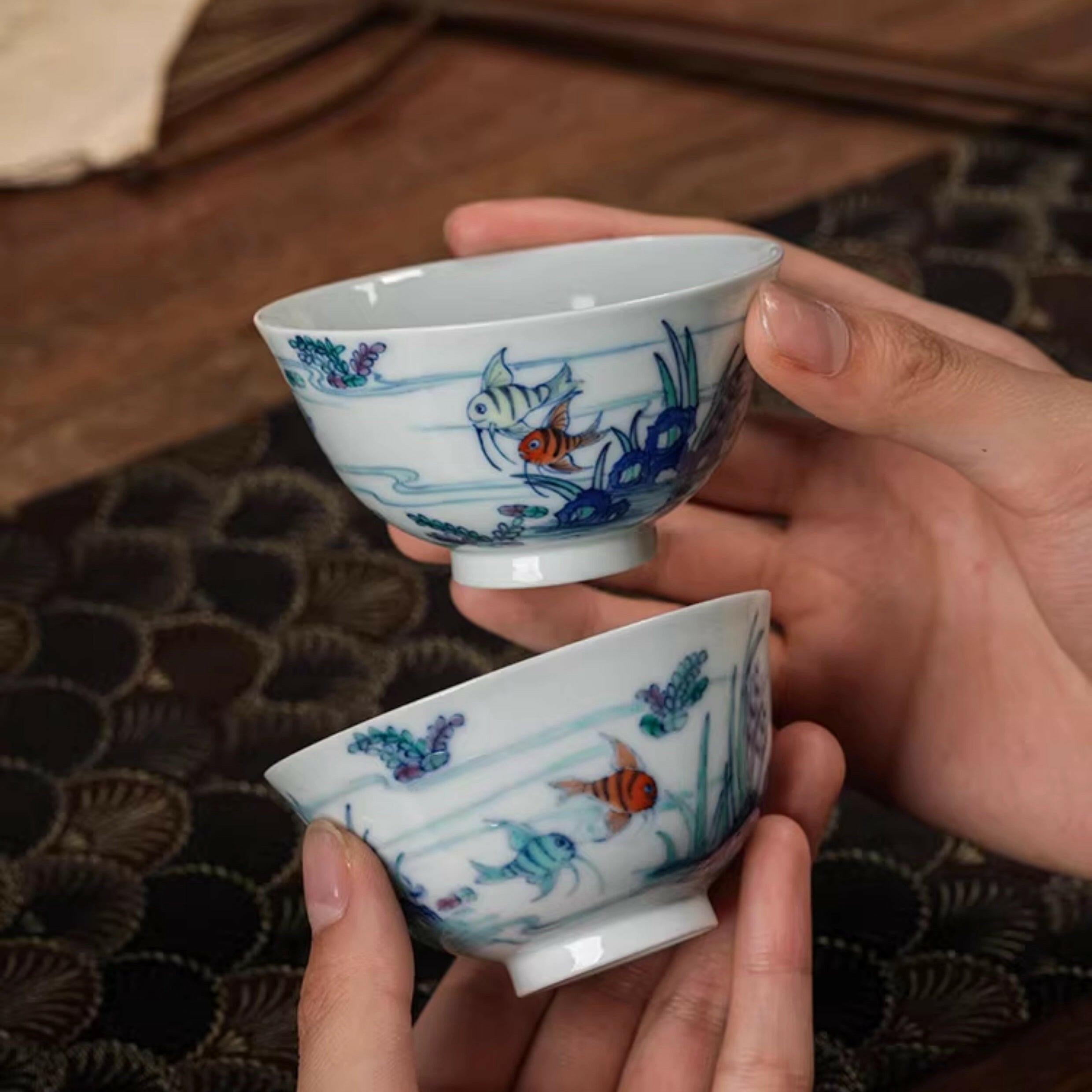 Shui Cao Jin Yu - Jing De Zhen Porcelain Teacup zycschina