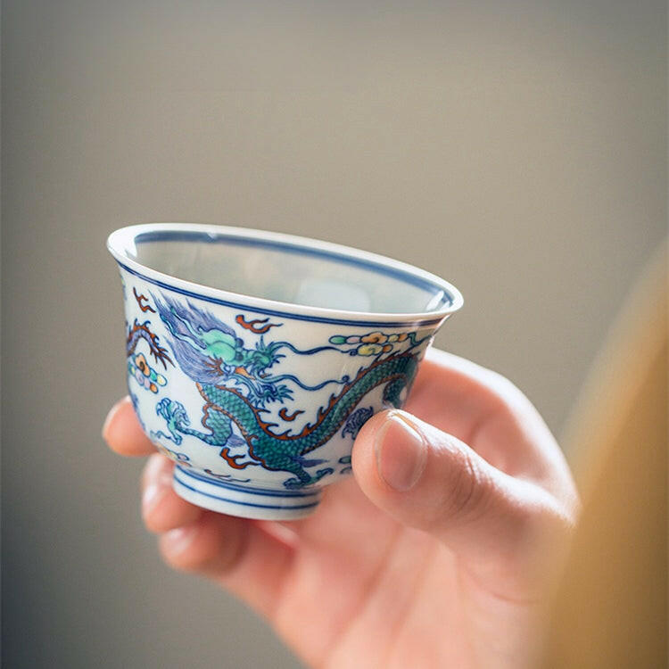 Shuang Long Xi Hai - Jing De Zhen Porcelain Teacup zycschina