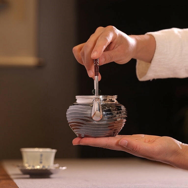 Shui Bo Wen Ti Liang 300cc - Handmade silver pot zycschina