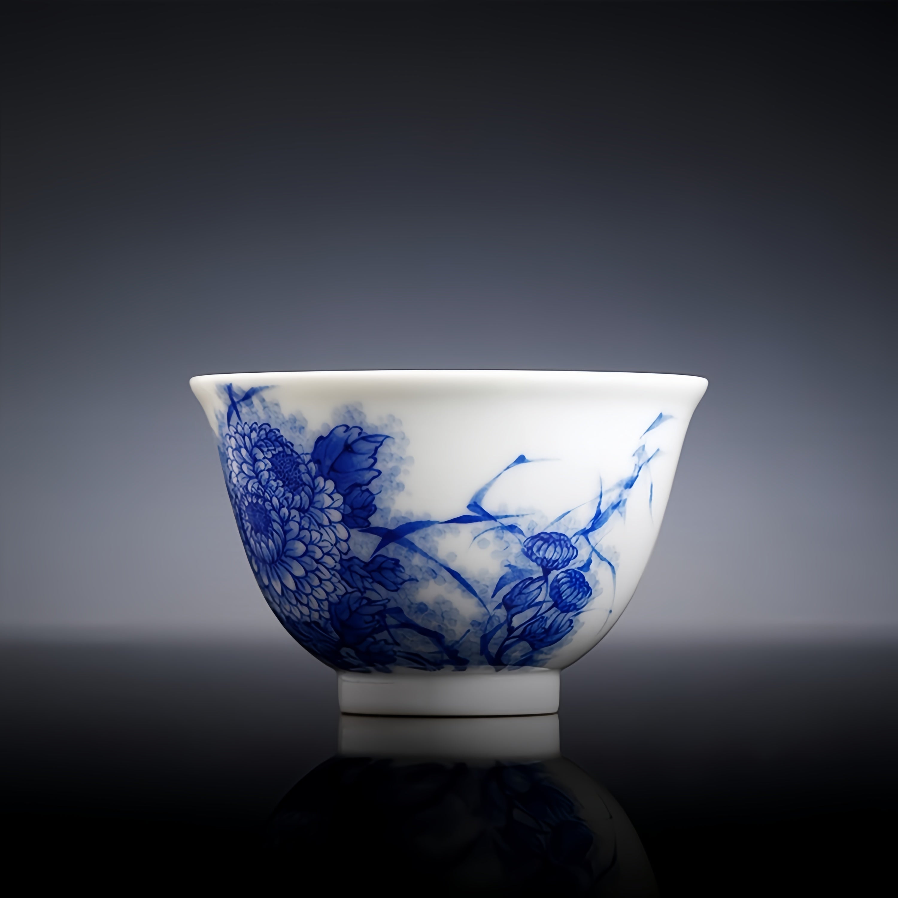 Ba Wang Ju Hua Niao 50cc - Jing De Zhen Porcelain Teacup.
