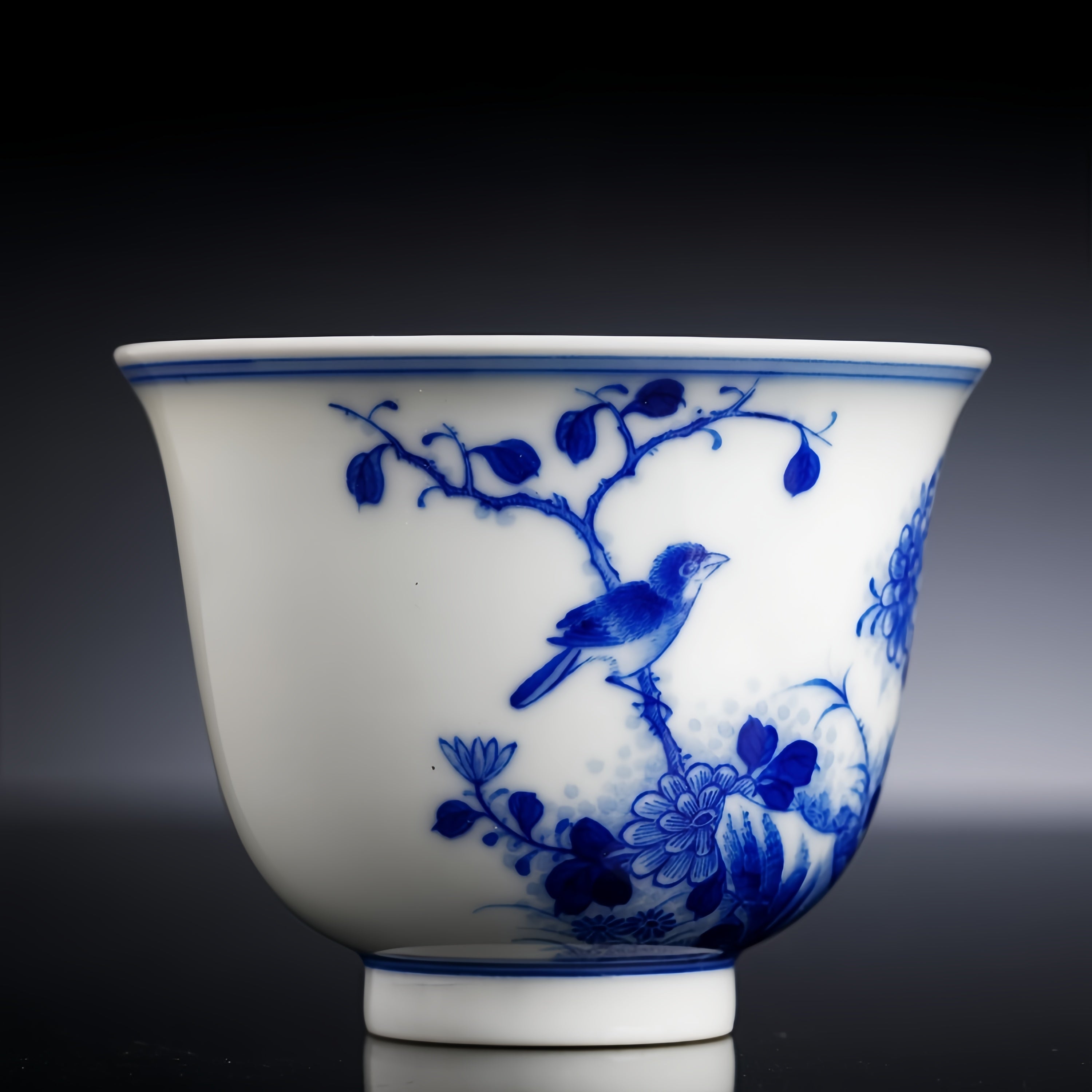 Ju Shi Hua Niao 70cc - Jing De Zhen Porcelain Teacup.