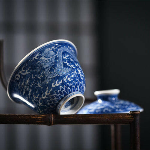 Lan Di Long Wen - Jing De Zhen Porcelain Gaiwan zycschina