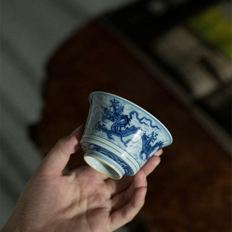 Hai Shui Long Ma - Jing De Zhen Porcelain Teacup zycschina