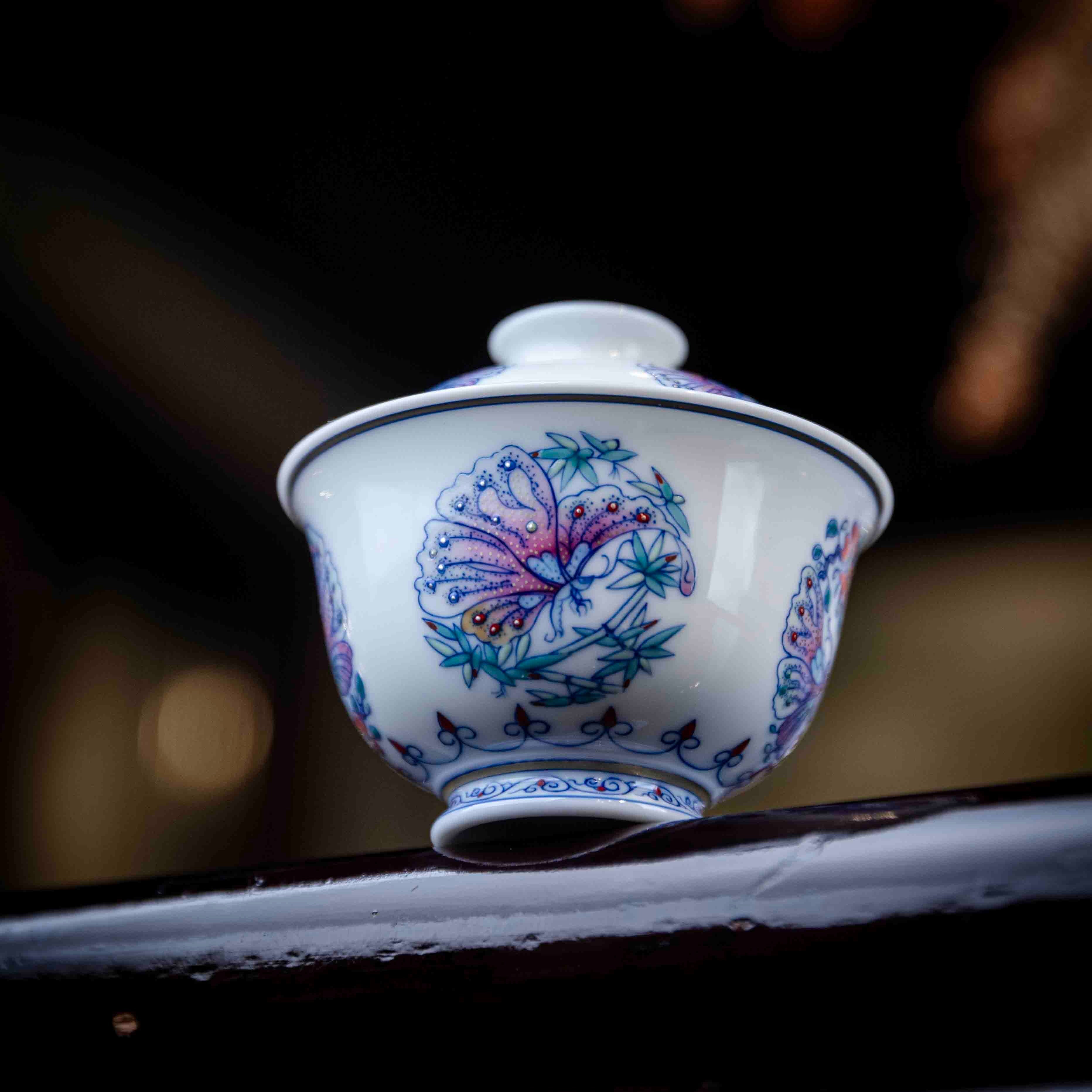 Tuan Hua Die 180cc - Jing De Zhen Porcelain Gaiwan Set zycschina