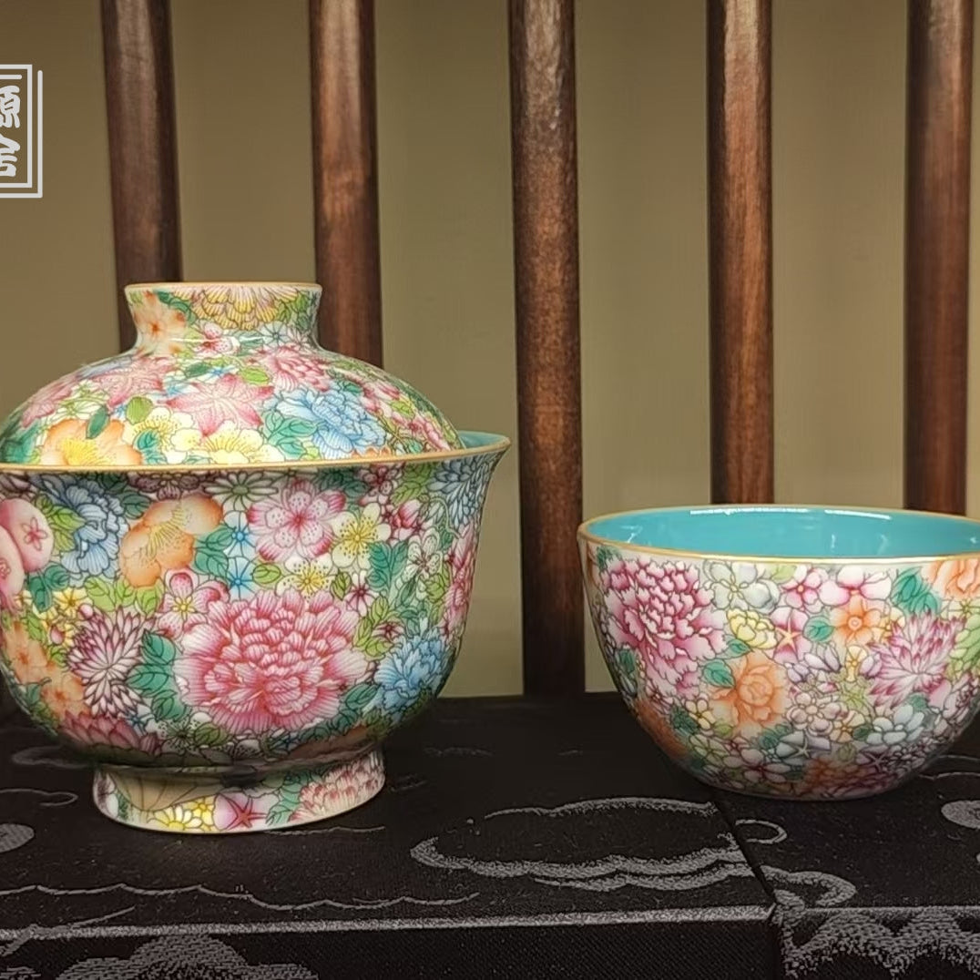 Wan Hua Shou Tao 180cc - Jing De Zhen Porcelain Gaiwan zycschina