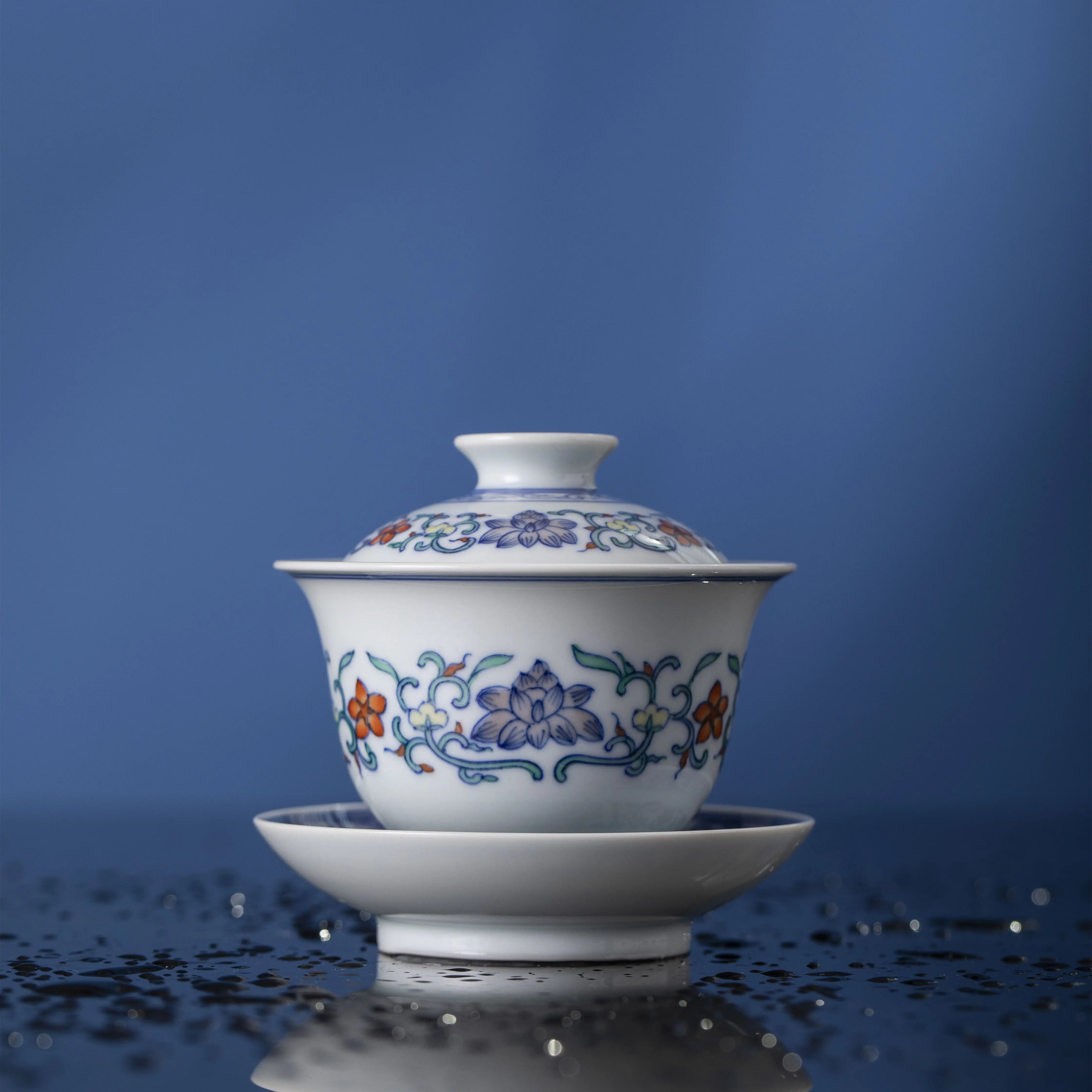 Chan Zhi Lian He Hua - Jing De Zhen Porcelain Gaiwan zycschina