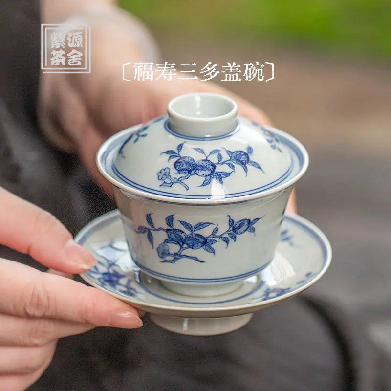 Fu Shou San Duo - Jing De Zhen Porcelain Gaiwan zycschina
