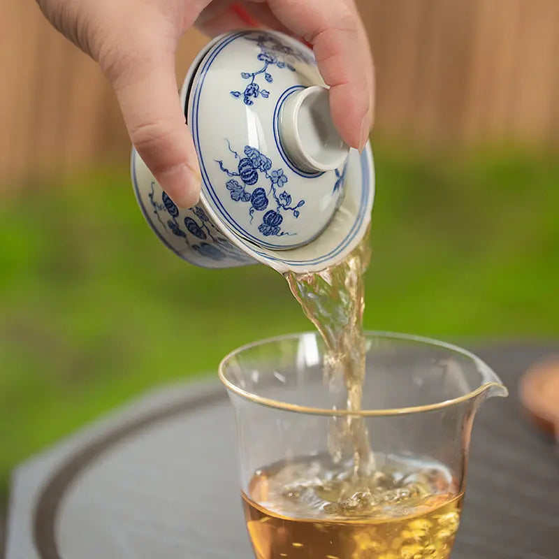 Fu Shou San Duo - Jing De Zhen Porcelain Gaiwan zycschina