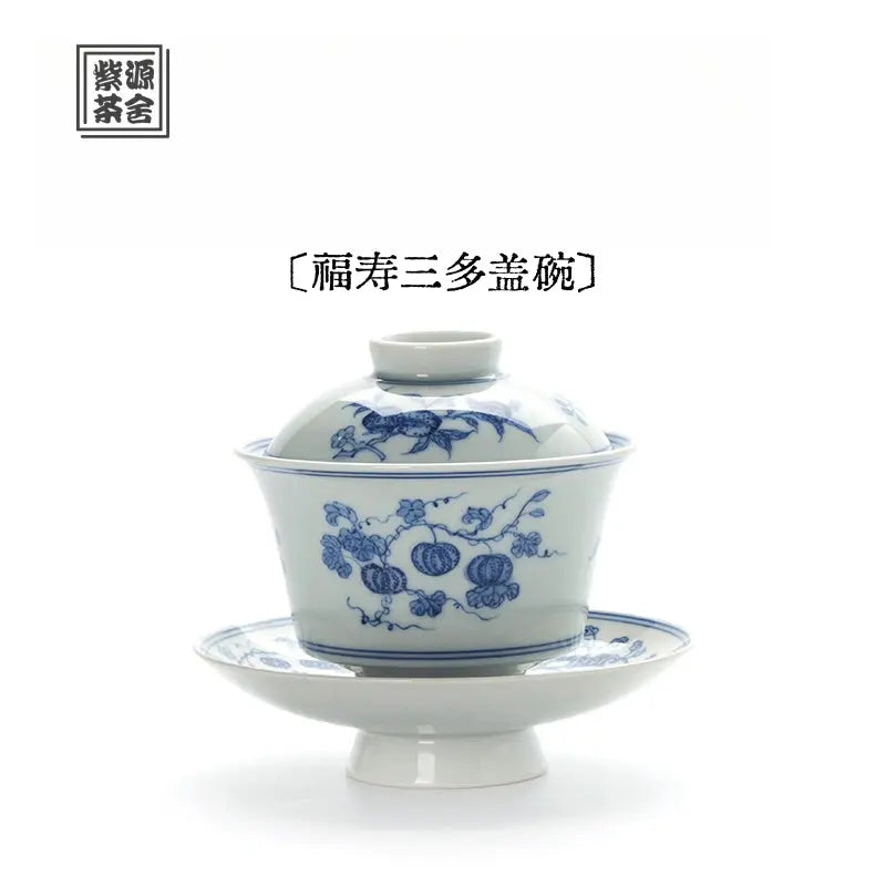 Fu Shou San Duo - Jing De Zhen Porcelain Gaiwan zycschina