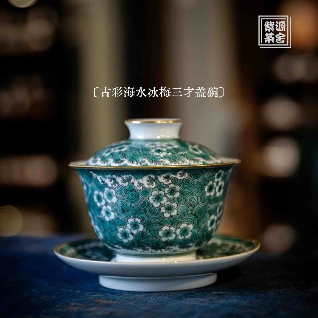 Hai Shui Bing Mei 150cc - Jing De Zhen Porcelain Gaiwan zycschina