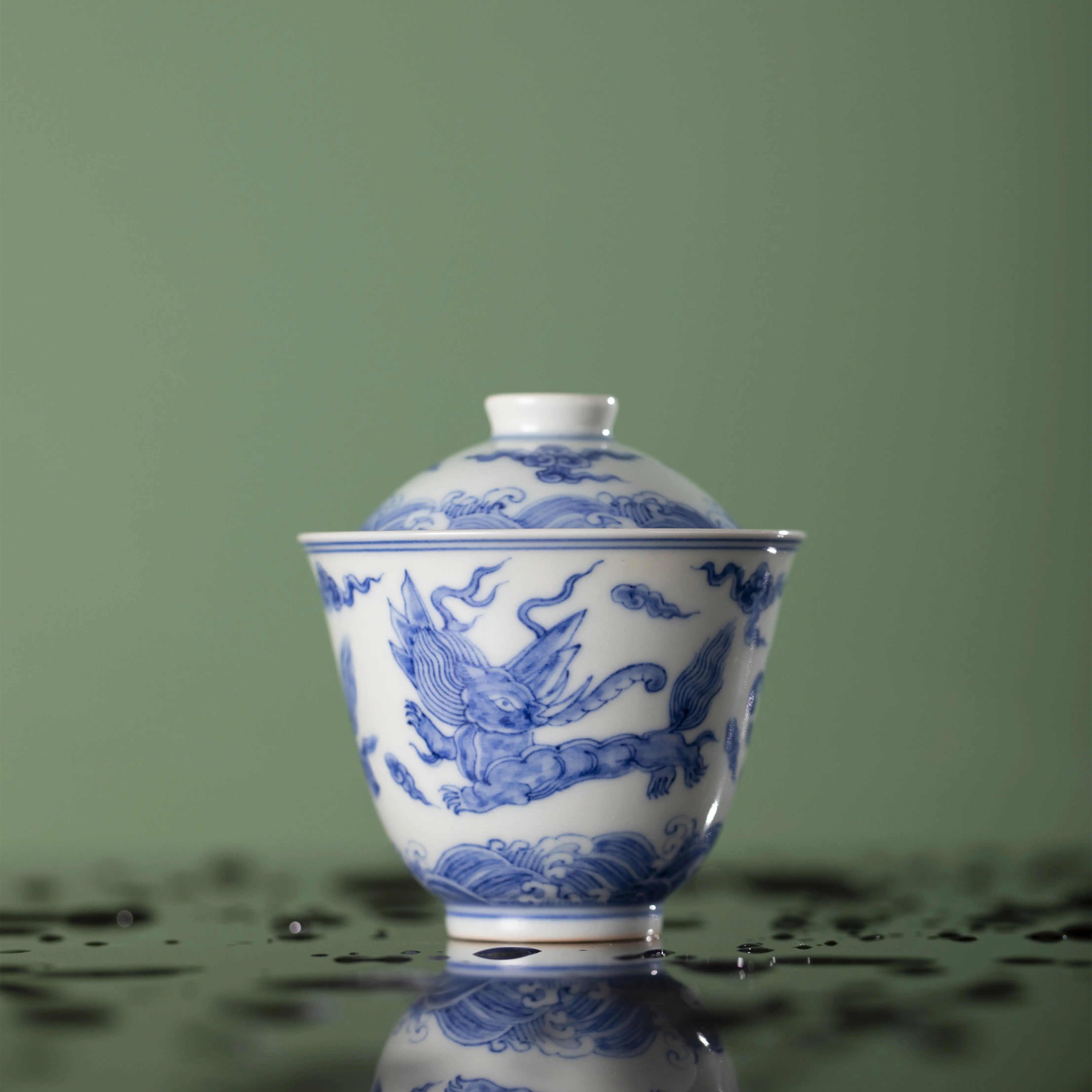 Hai Shui Rui Shou - Jing De Zhen Porcelain Gaiwan zycschina