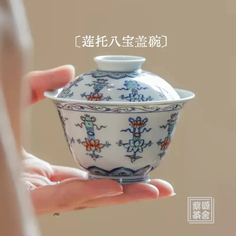 Lian Tuo Ba Bao - Jing De Zhen Porcelain Gaiwan zycschina