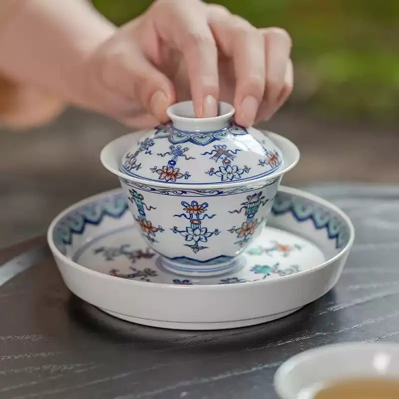 Lian Tuo Ba Bao - Jing De Zhen Porcelain Gaiwan zycschina