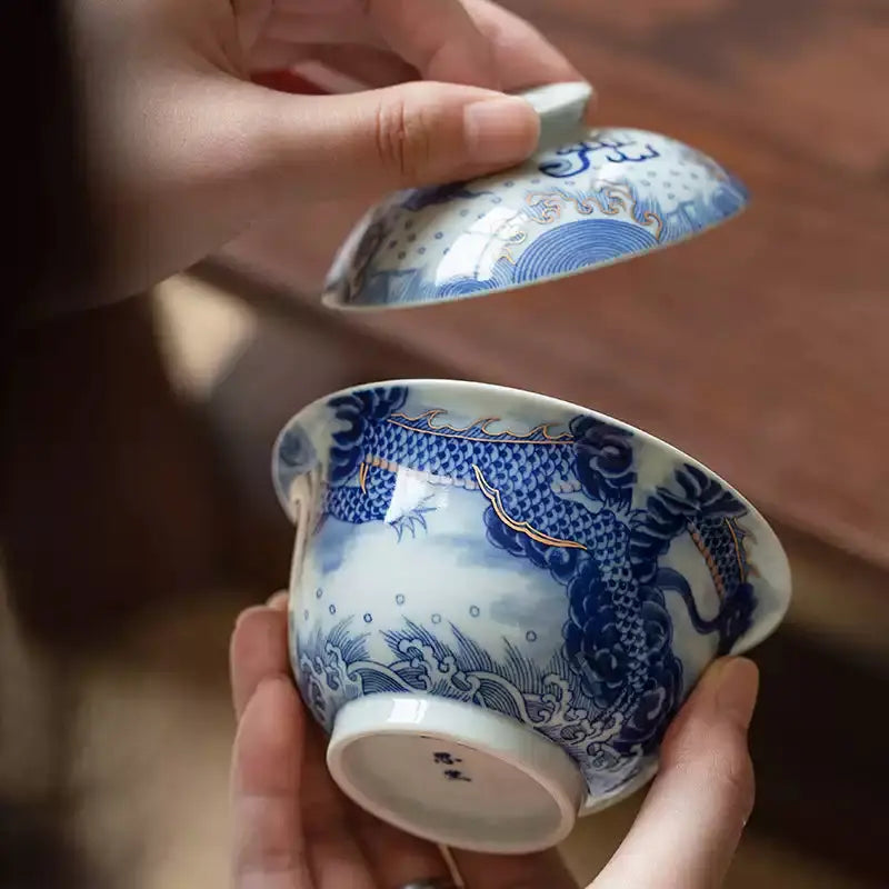 Miao Jin Guo Qiang Yun Long Wen - Jing De Zhen Porcelain Gaiwan zycschina