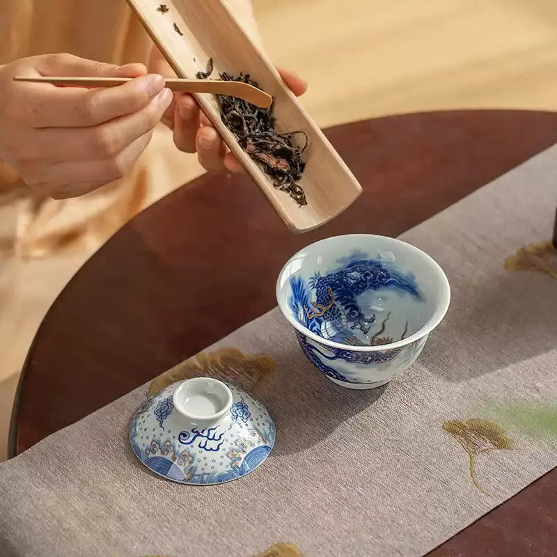 Miao Jin Guo Qiang Yun Long Wen - Jing De Zhen Porcelain Gaiwan zycschina