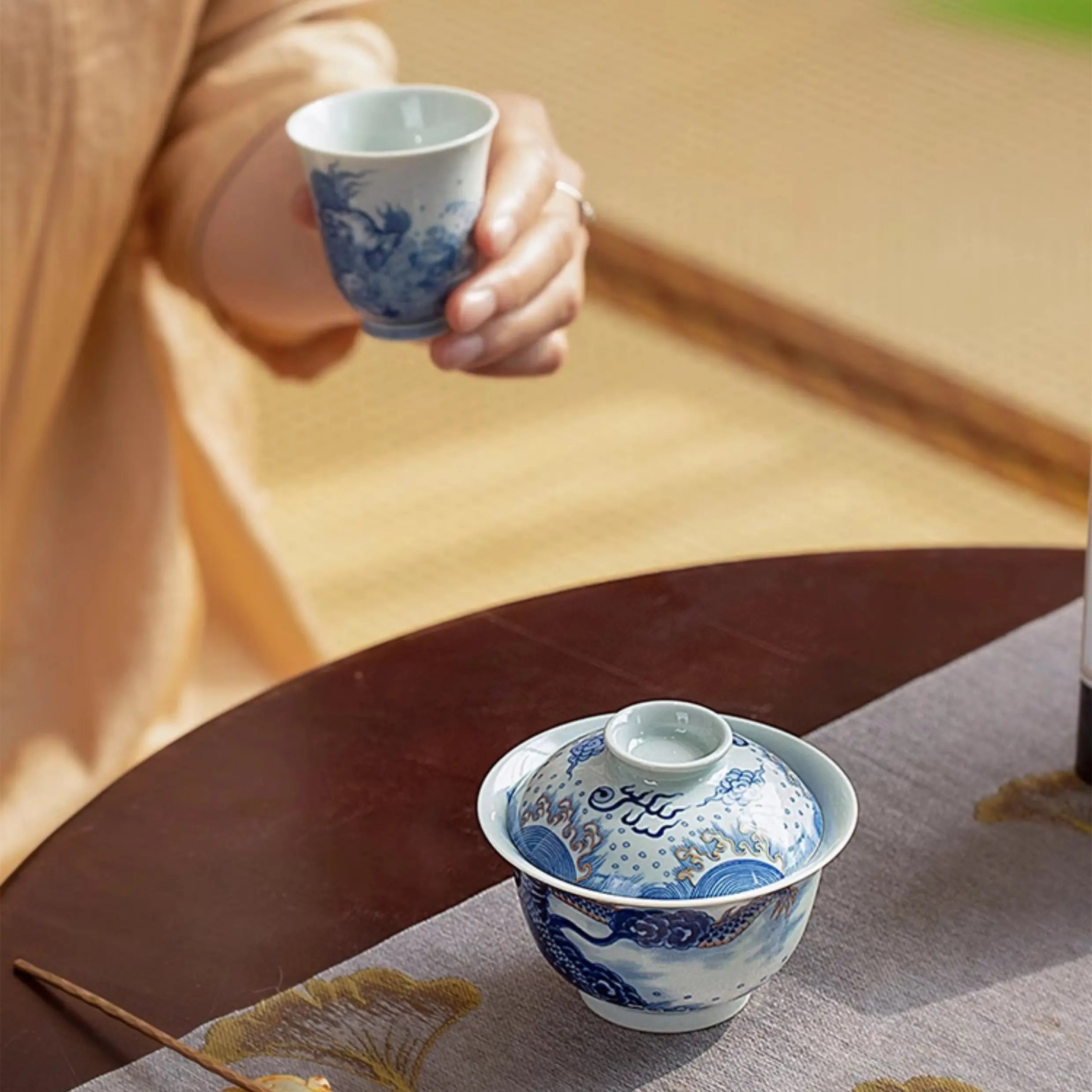 Miao Jin Guo Qiang Yun Long Wen - Jing De Zhen Porcelain Gaiwan zycschina