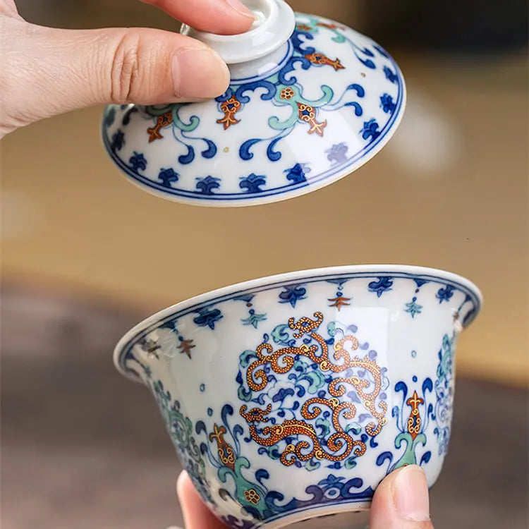 Miao Jin Kui Long Wen - Jing De Zhen Porcelain Gaiwan zycschina