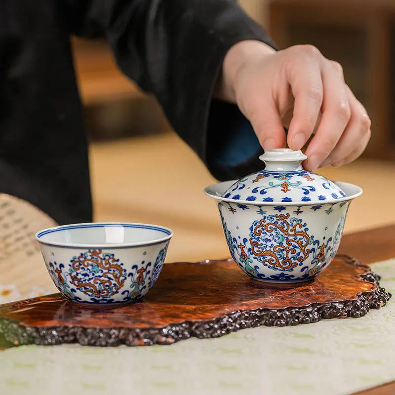 Miao Jin Kui Long Wen - Jing De Zhen Porcelain Gaiwan zycschina