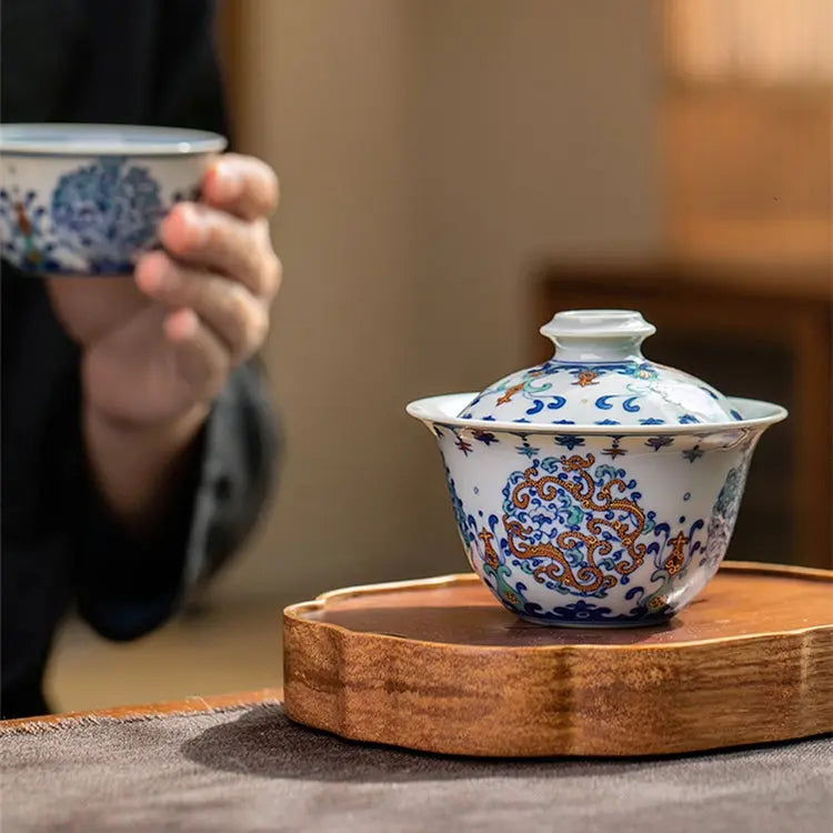 Miao Jin Kui Long Wen - Jing De Zhen Porcelain Gaiwan zycschina