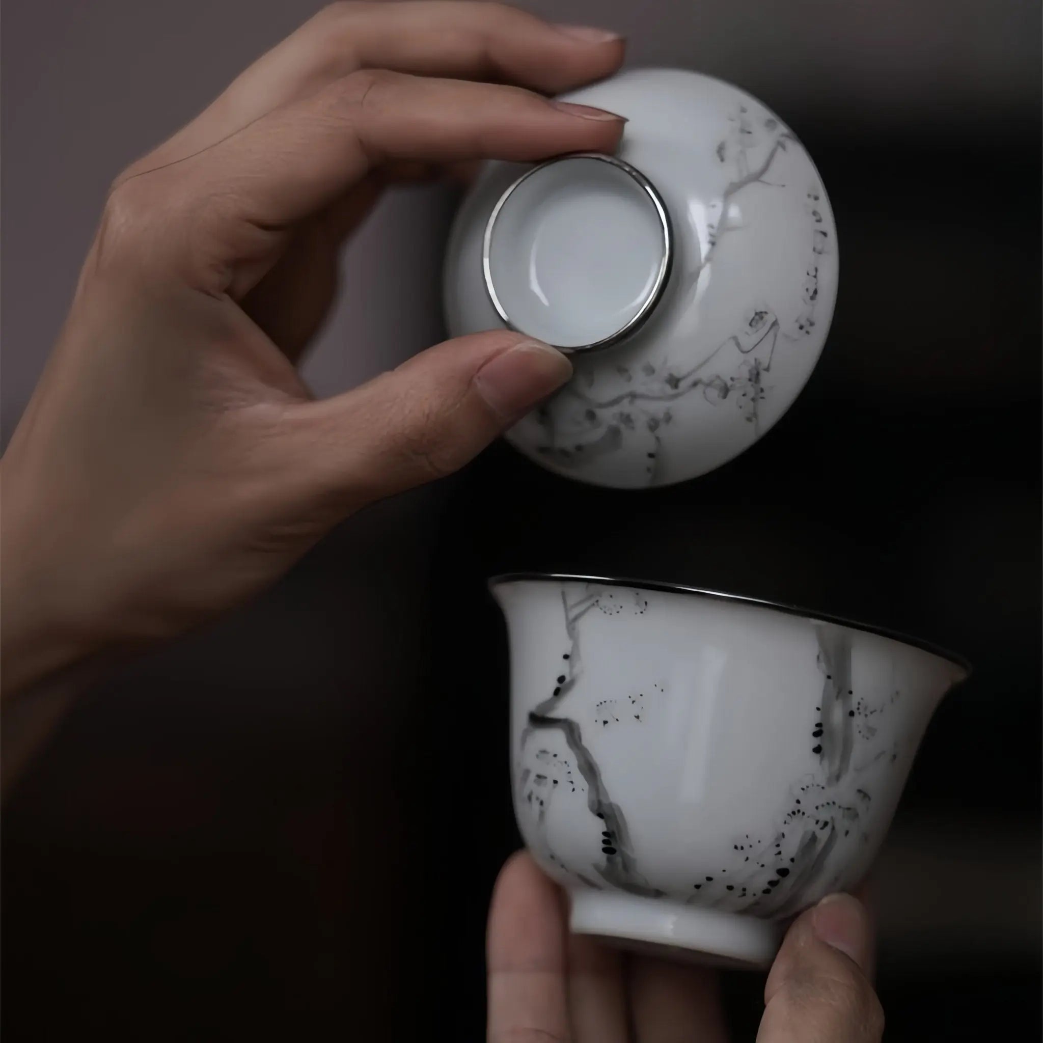 Mo Cai Mei Hua 110cc - Jing De Zhen Porcelain Gaiwan zycschina