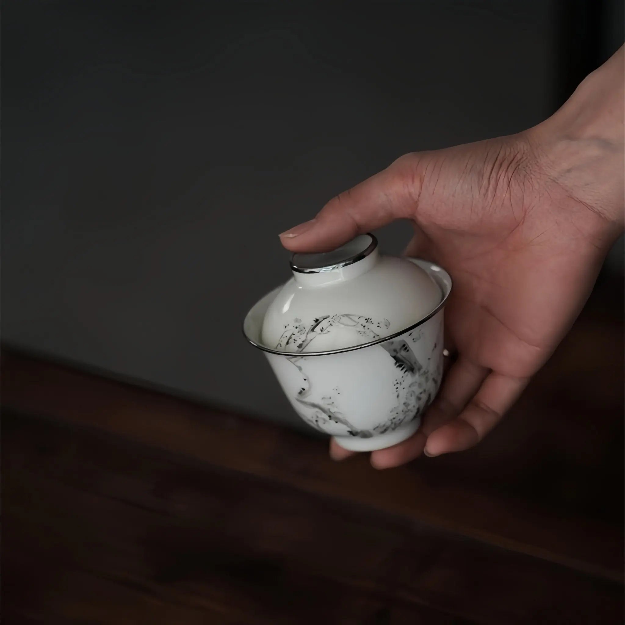 Mo Cai Mei Hua 110cc - Jing De Zhen Porcelain Gaiwan zycschina