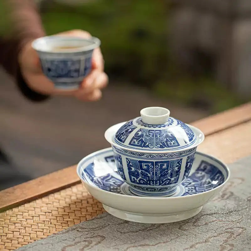 Qing Tong Tao Tie Wen - Jing De Zhen Porcelain Gaiwan zycschina
