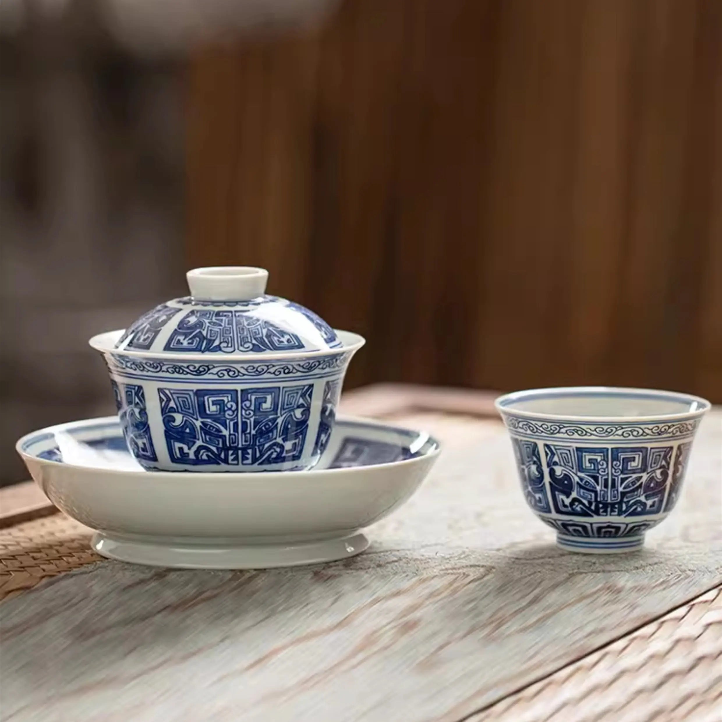Qing Tong Tao Tie Wen - Jing De Zhen Porcelain Gaiwan zycschina