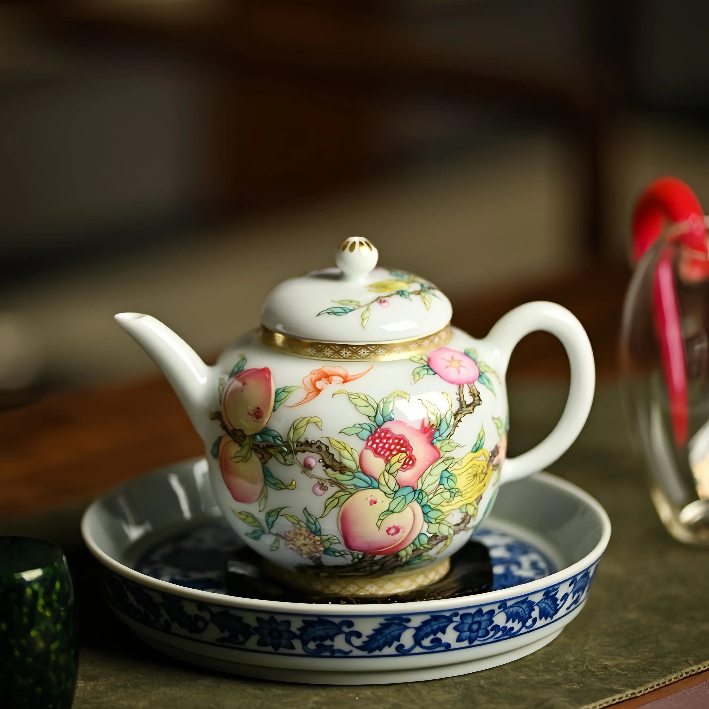 San Duo Shou Tao 220cc - Jing De Zhen Porcelain Teapot zycschina