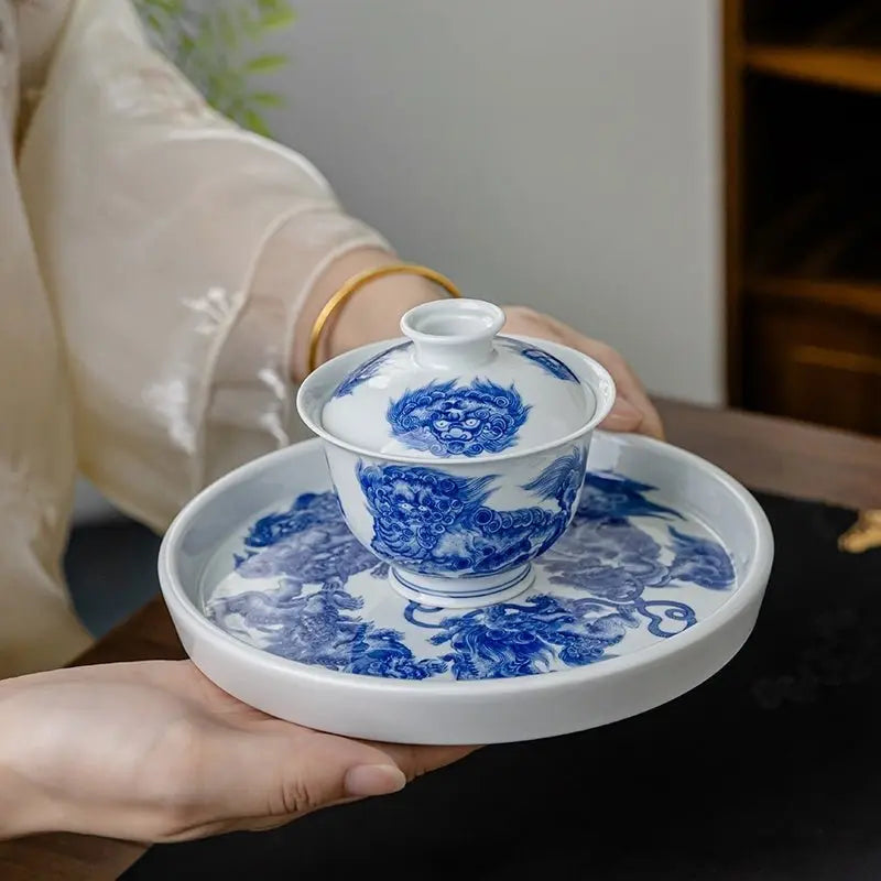 Shi Zi Xiu Qiu 150cc - Jing De Zhen Porcelain Gaiwan zycschina