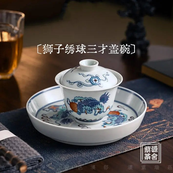 Shi Zi Xiu Qiu - Jing De Zhen Porcelain Gaiwan zycschina