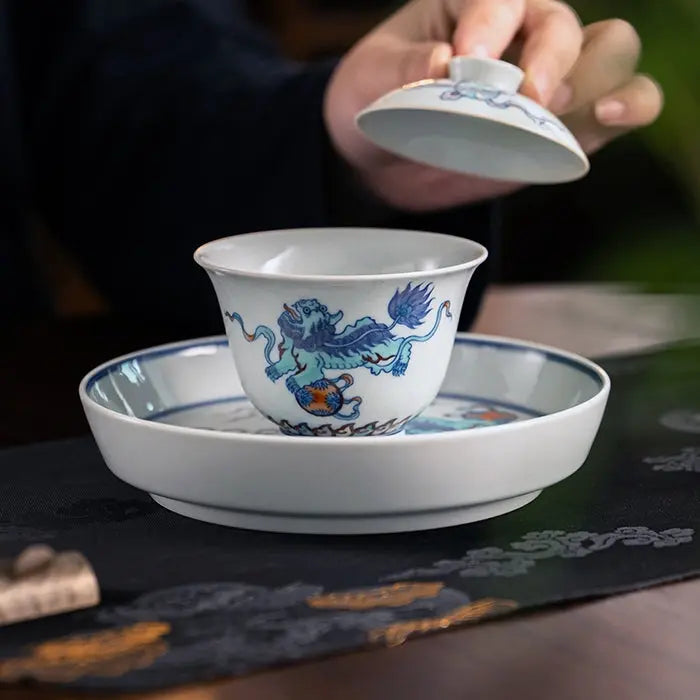 Shi Zi Xiu Qiu - Jing De Zhen Porcelain Gaiwan zycschina