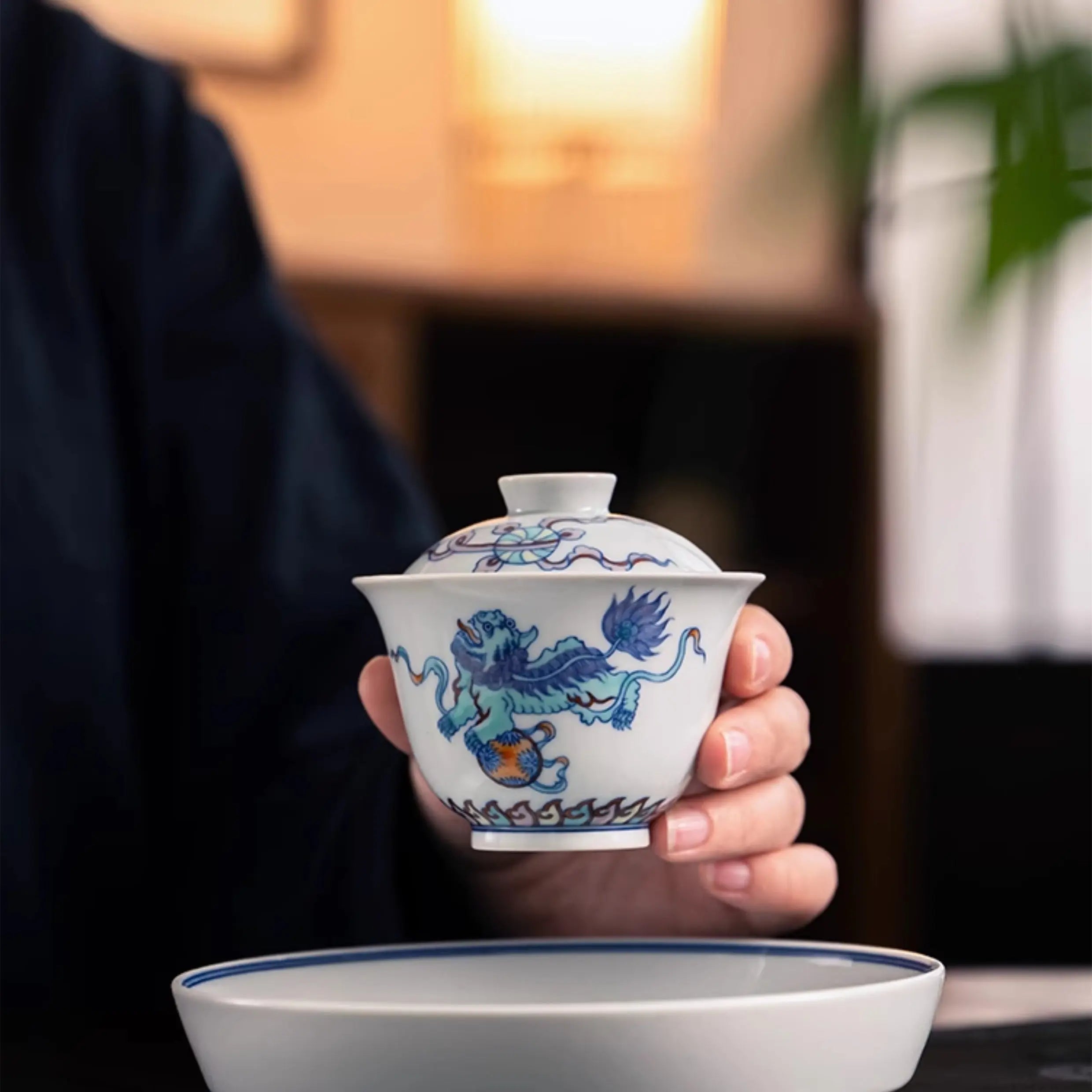 Shi Zi Xiu Qiu - Jing De Zhen Porcelain Gaiwan zycschina