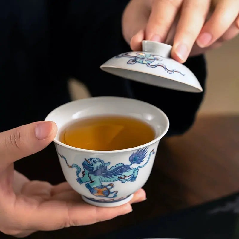 Shi Zi Xiu Qiu - Jing De Zhen Porcelain Gaiwan zycschina