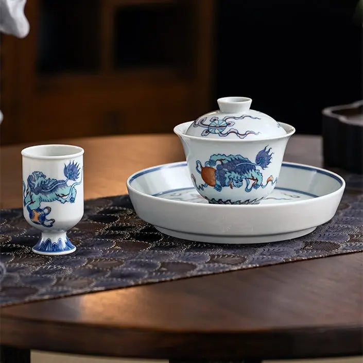 Shi Zi Xiu Qiu - Jing De Zhen Porcelain Gaiwan zycschina