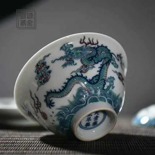 Shuang Long Chu Hai - Jing De Zhen Porcelain Gaiwan zycschina