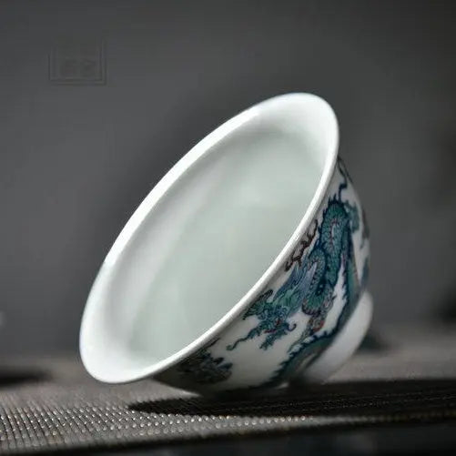 Shuang Long Chu Hai - Jing De Zhen Porcelain Gaiwan zycschina