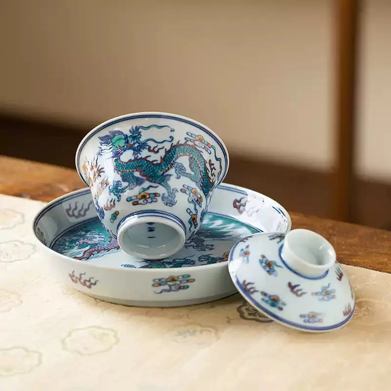 Shuang Long Xi Hai - Jing De Zhen Porcelain Gaiwan zycschina