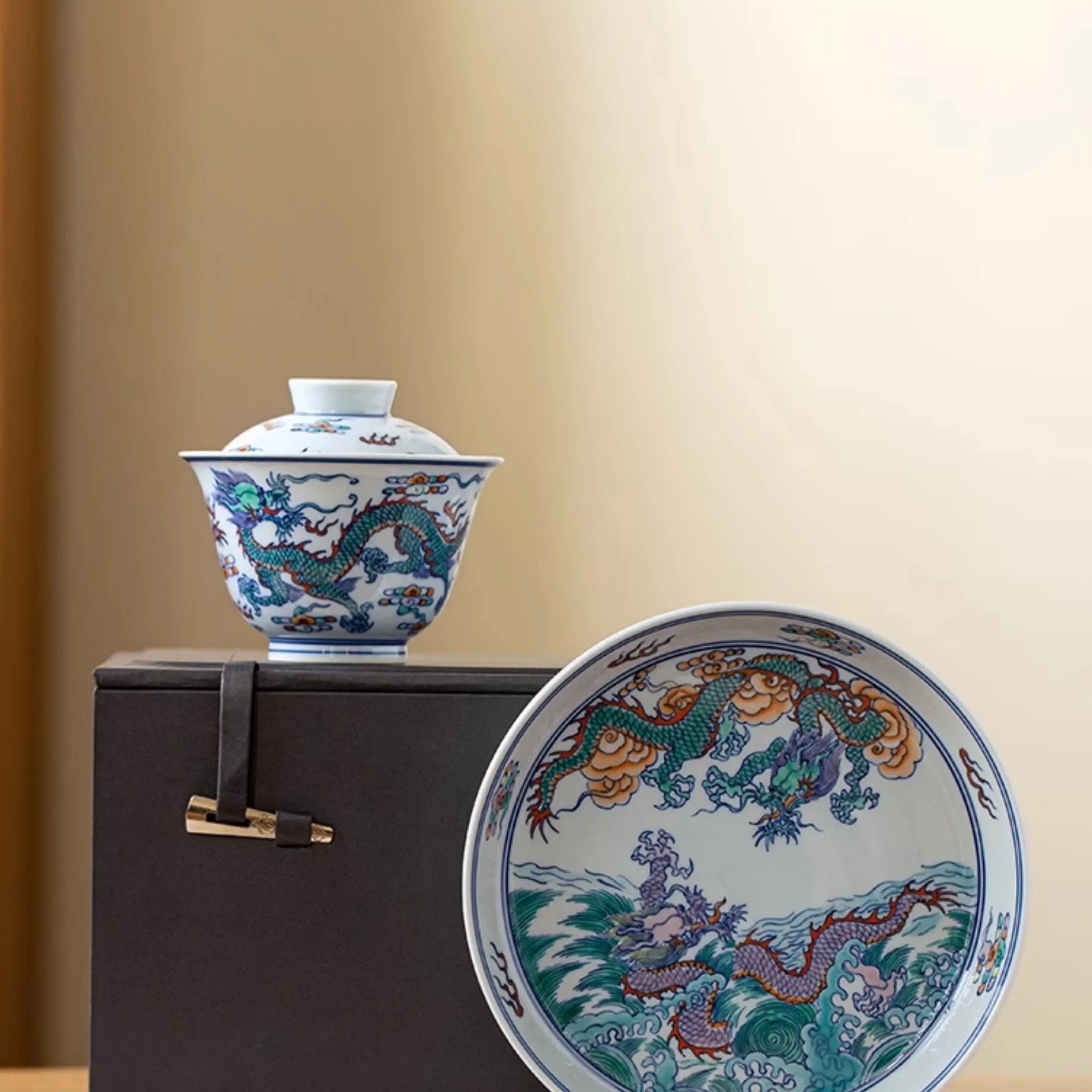Shuang Long Xi Hai - Jing De Zhen Porcelain Gaiwan zycschina
