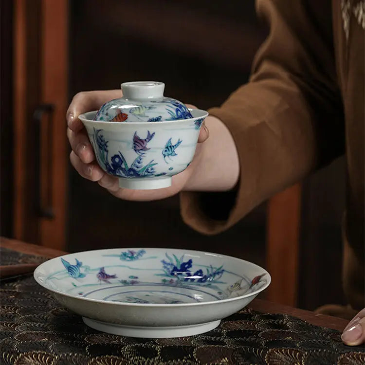 Shui Cao Jin Yu - Jing De Zhen Porcelain Gaiwan zycschina
