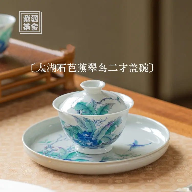 Tai Hu Shi Ba Jiao Cui Niao - Jing De Zhen Porcelain Gaiwan zycschina