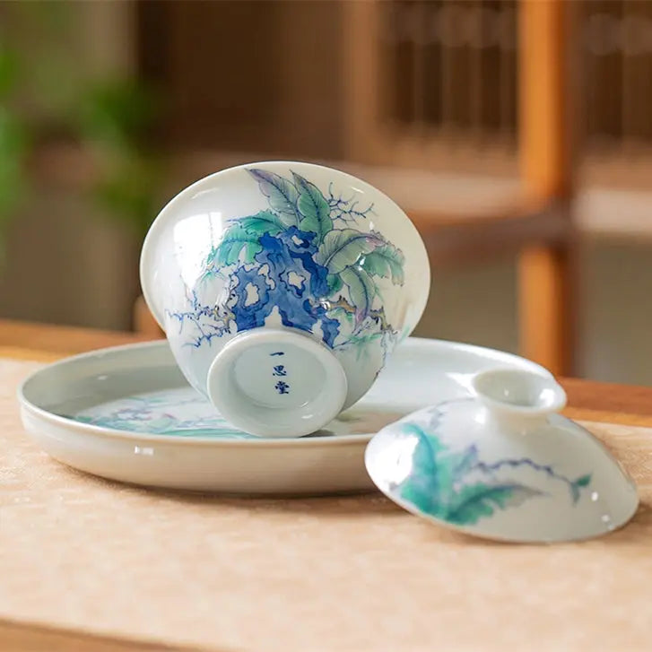 Tai Hu Shi Ba Jiao Cui Niao - Jing De Zhen Porcelain Gaiwan zycschina