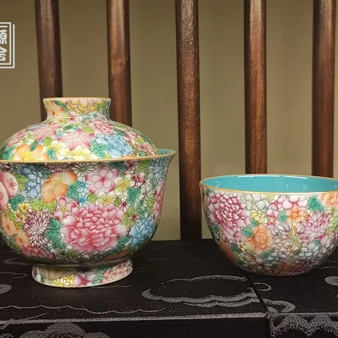 Wan Hua Shou Tao 180cc - Jing De Zhen Porcelain Gaiwan zycschina