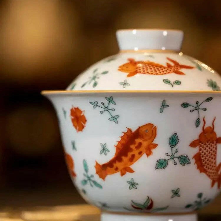 Fan Hong Yu Zao - Jing De Zhen Porcelain Gaiwan - zycs_China - tea - teapot