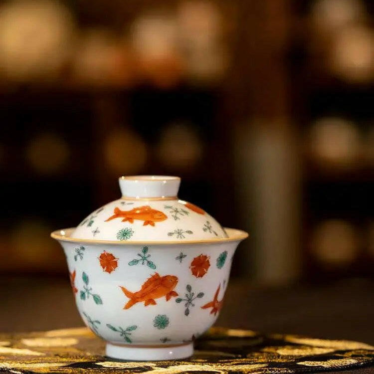 Fan Hong Yu Zao - Jing De Zhen Porcelain Gaiwan - zycs_China - tea - teapot