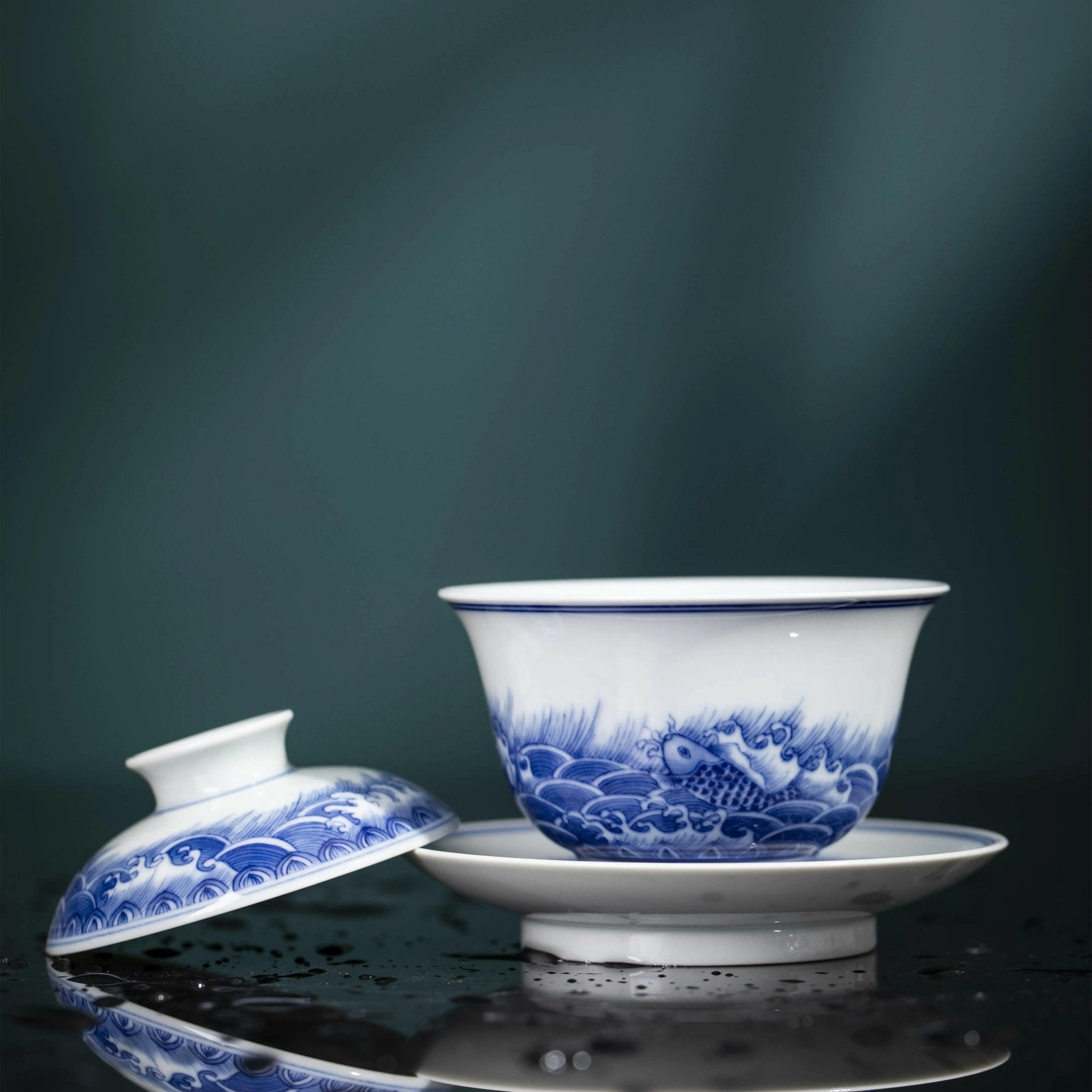Hai Shui Yu Wen - Jing De Zhen Porcelain Gaiwan - zycs_China - tea - teapot
