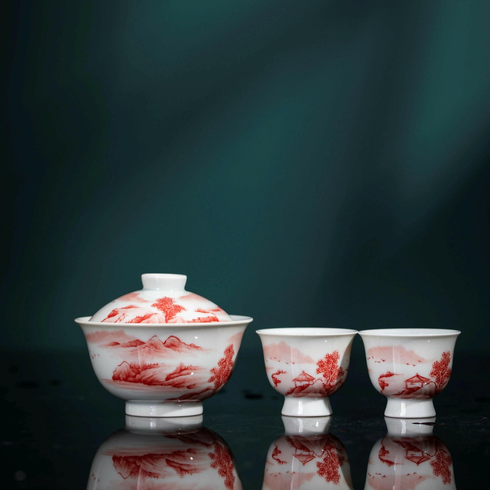Hong Liao Shan Shui - Jing De Zhen Porcelain Gaiwan - zycs_China - tea - teapot