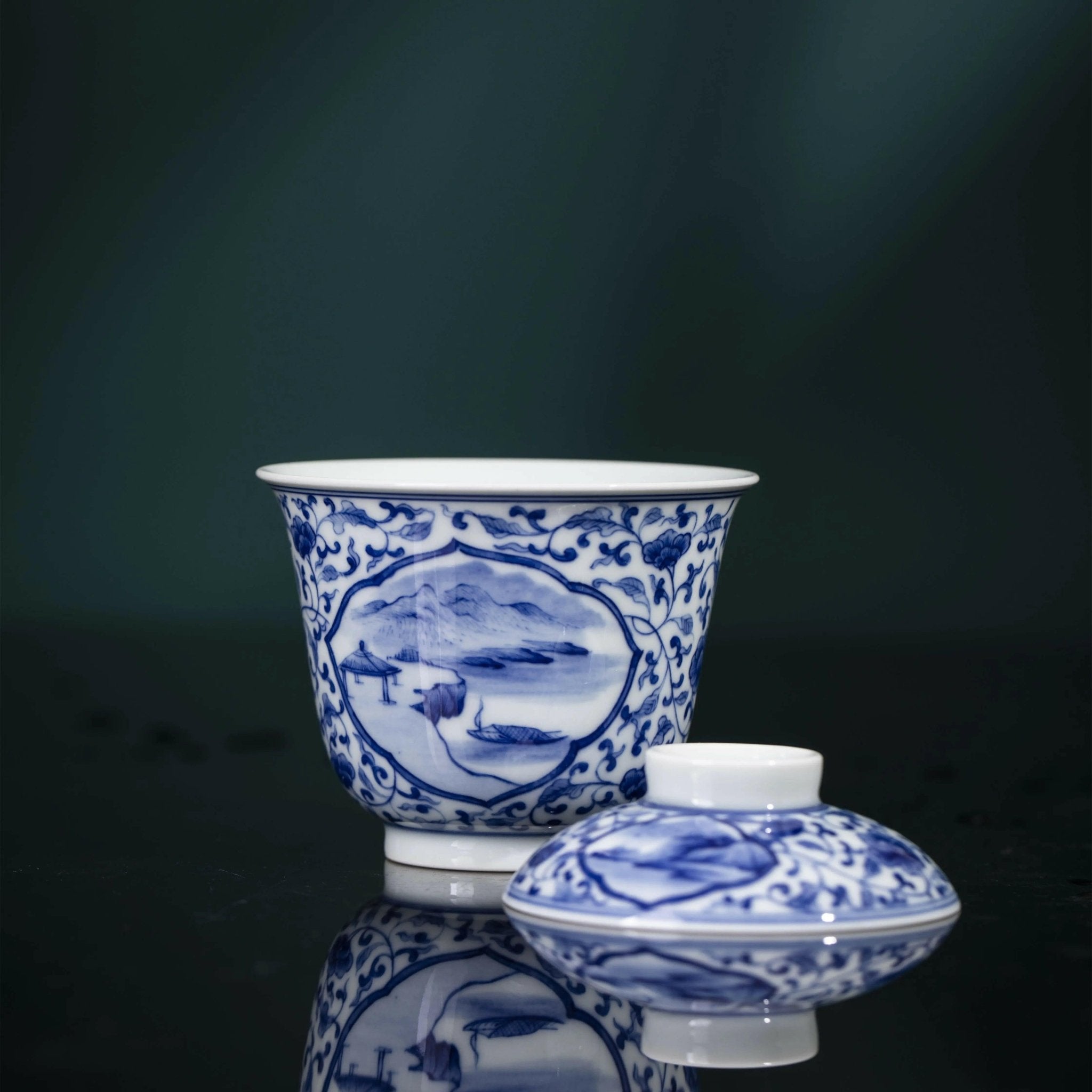 Kai Chuang Shan Shui - Jing De Zhen Porcelain Gaiwan - zycs_China - tea - teapot